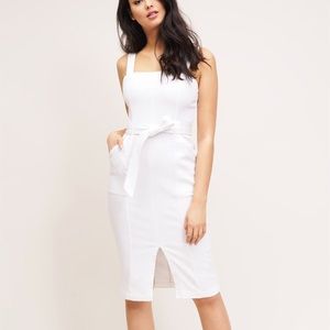 Dynamite Midi White Denim Pencil Dress with Slit